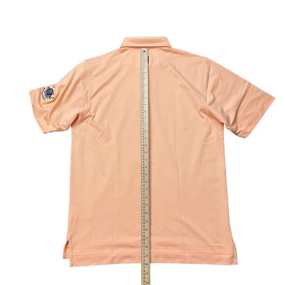 FootJoy Polo Men's Size M Stitched Logo on Sleeve Golf Shirt Peach Zig Zag Print - Picture 10 of 11